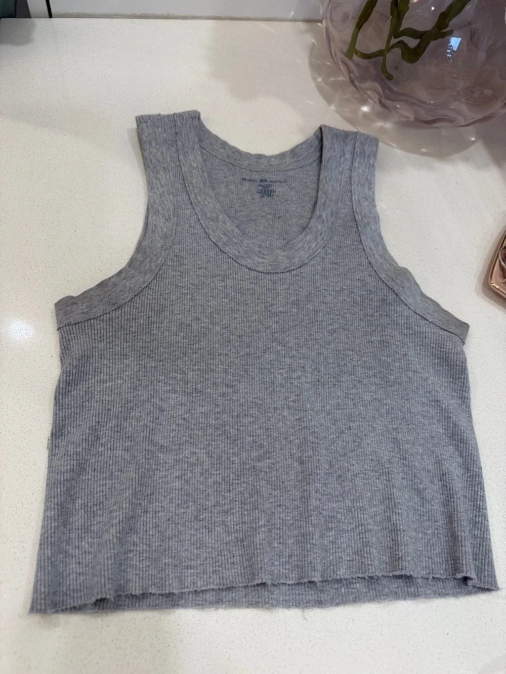 Brandy Melville Gray Ribbed Crop Tank - Picture 1 of 6